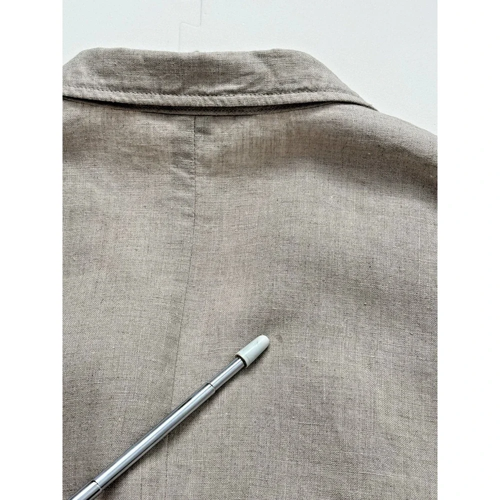 MUJI Men Blazer 100% Linen Jacket Unstructured Pockets Lightweight Coastal -Sz S